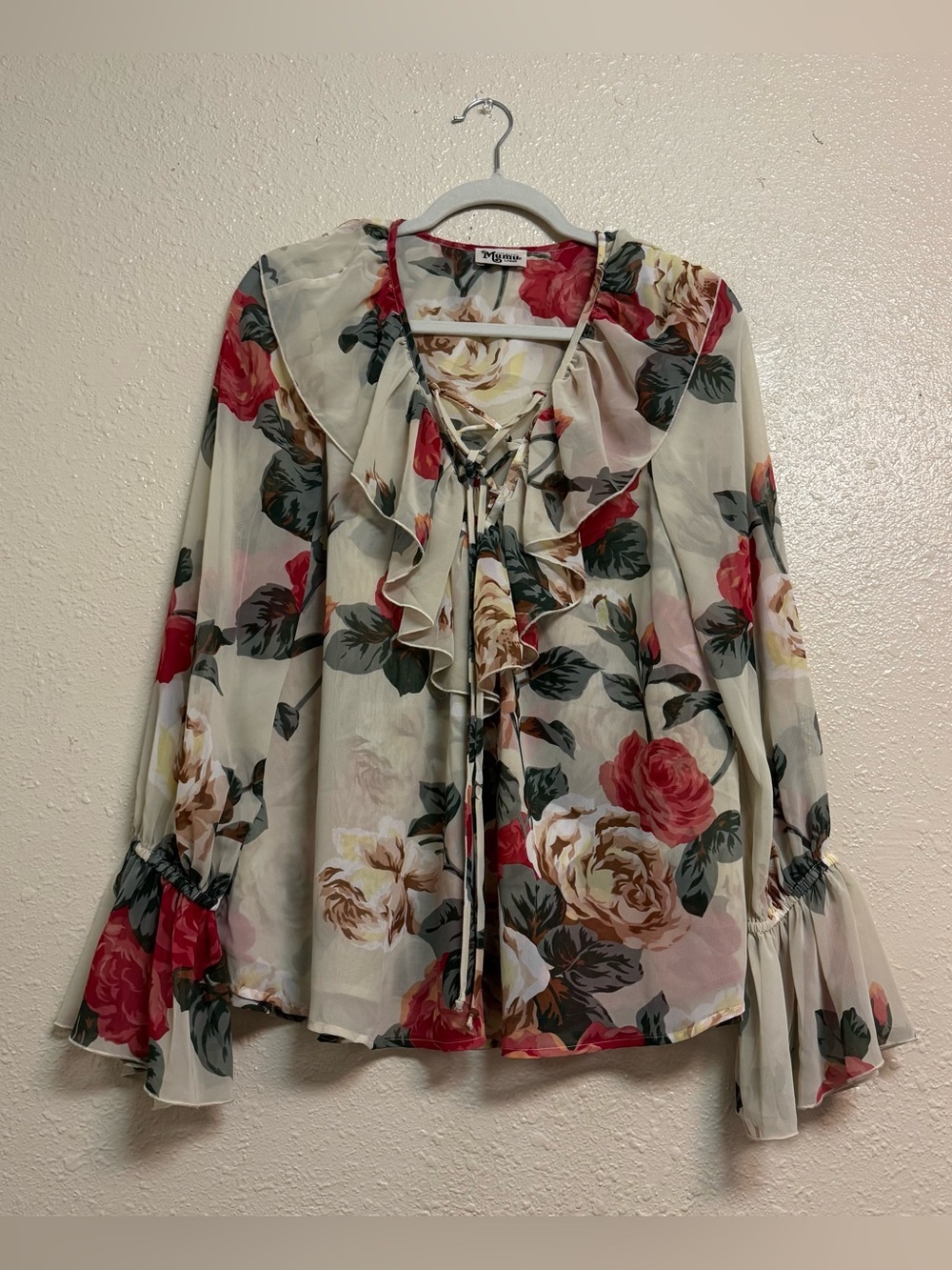 Show Me Your Mumu Romantic Floral Sheer Long Sleeve Blouse